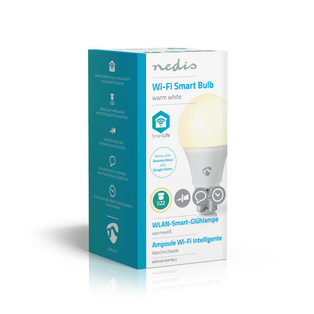 Ampoule LED Nedis Wi-Fi LW12WTB22 SmartLife Wi-Fi B22 800 lm 9 W Blanc chaud 2700 K Classe énergétique : A+ Android Trade ; ios a60