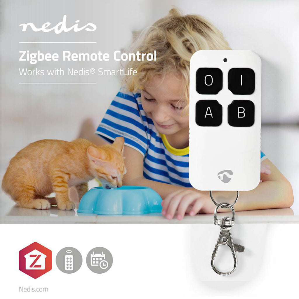 Nedis zbrc10wt télécommande intelligente zigbee 4 boutons avec batterie blanc
