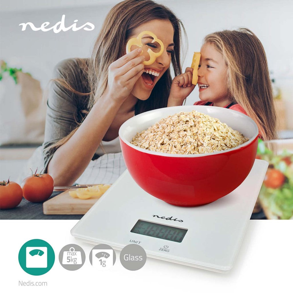 Nedis kasc610wt balance de cuisine numérique verre plastique blanc