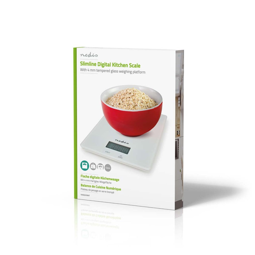 Nedis kasc610wt balance de cuisine numérique verre plastique blanc