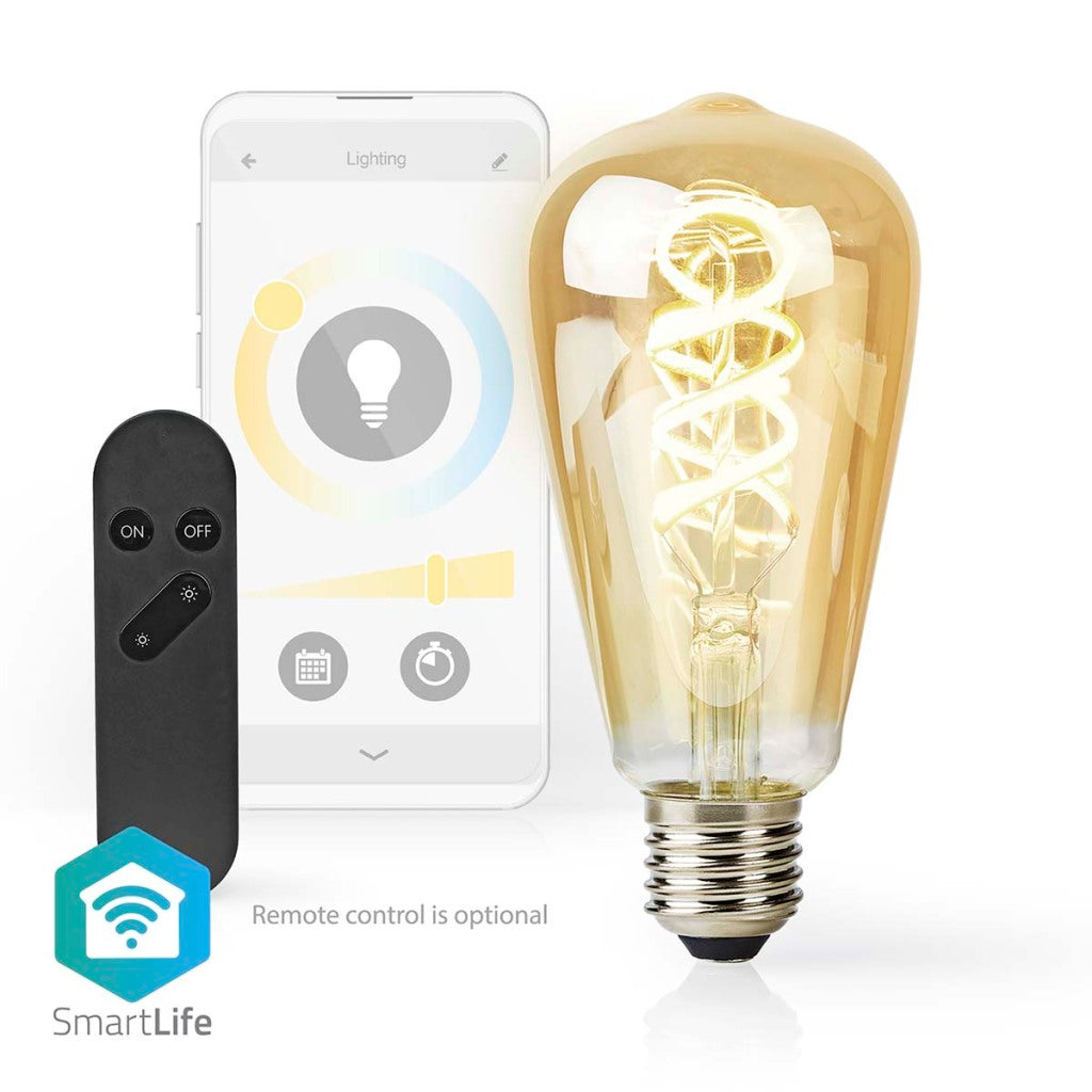 Nedis Wi-Fi LRT10ST64 SmartLife Lampe à filament LED Wi-Fi E27 360 lm 4,9 W Blanc chaud à froid 1800 - 6500 K Verre Android Trade ; iOS st64
