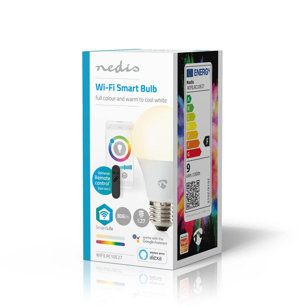Nedis wifilrc10e27 lampe multicolore smartlife wi-fi e27 806 lm 9 w rgb blanc chaud à froid android trade ; homologue iOS