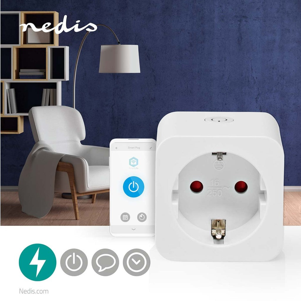 Nedis Wi-Fi P131FWT SmartLife Smart Plug Wi-Fi 1 pièce 3680 W Type F (CEE 7 3) -10 - 45 °C Android IOS blanc