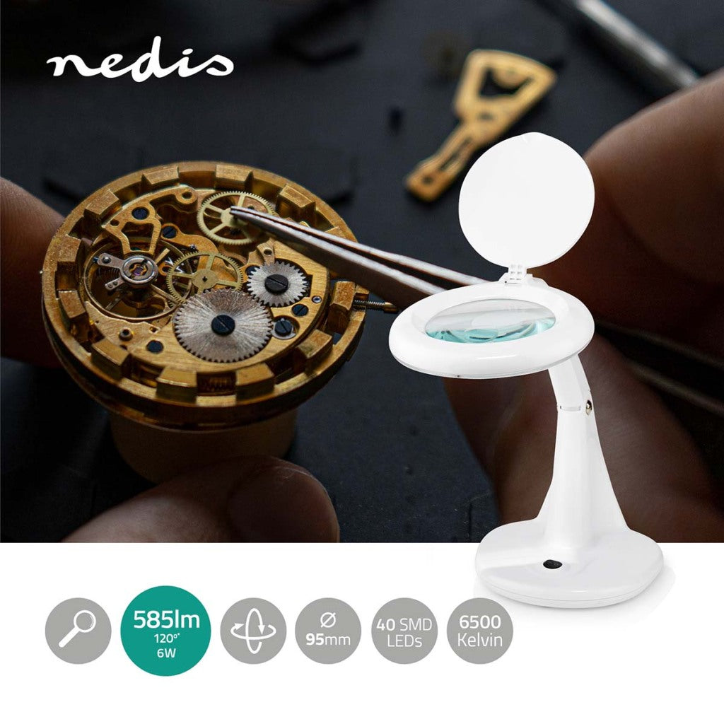 Nedis MAGL1WT Lampe loupe de table Puissance de l'objectif : 3 12 dioptries 6500 K 6,5 W 585 Lm Blanc