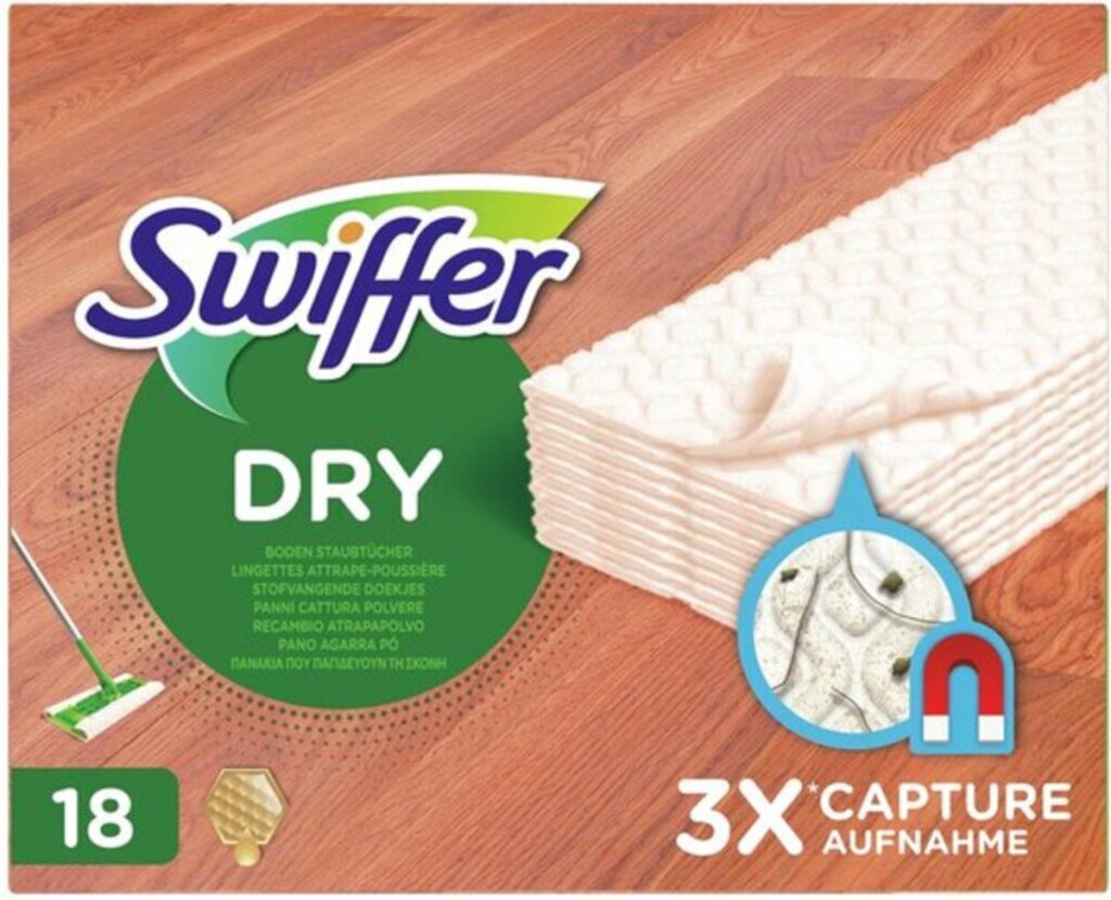 Lingettes sèches Swiffer pour parquet, 18 pièces