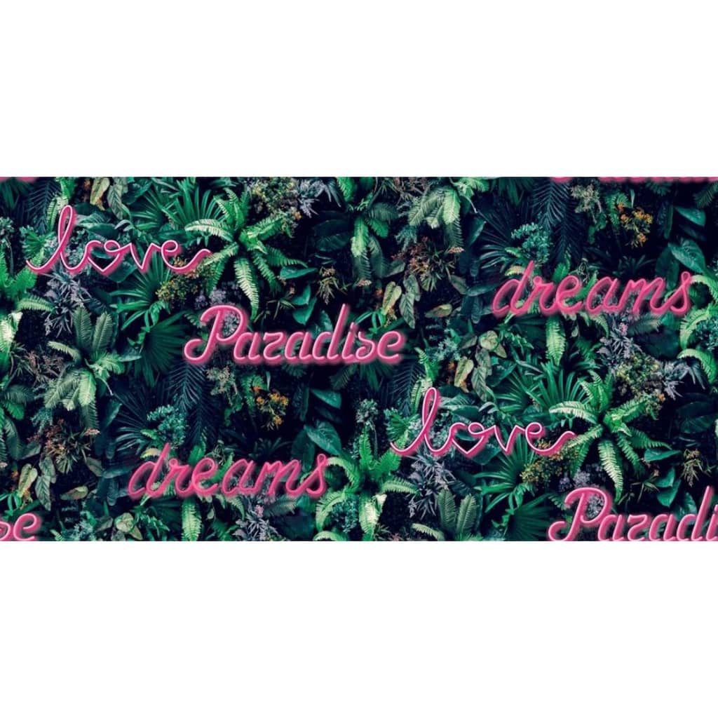 North Wall Noordwand Fond d'écran bonne lettre néon avec plantes vert et rose