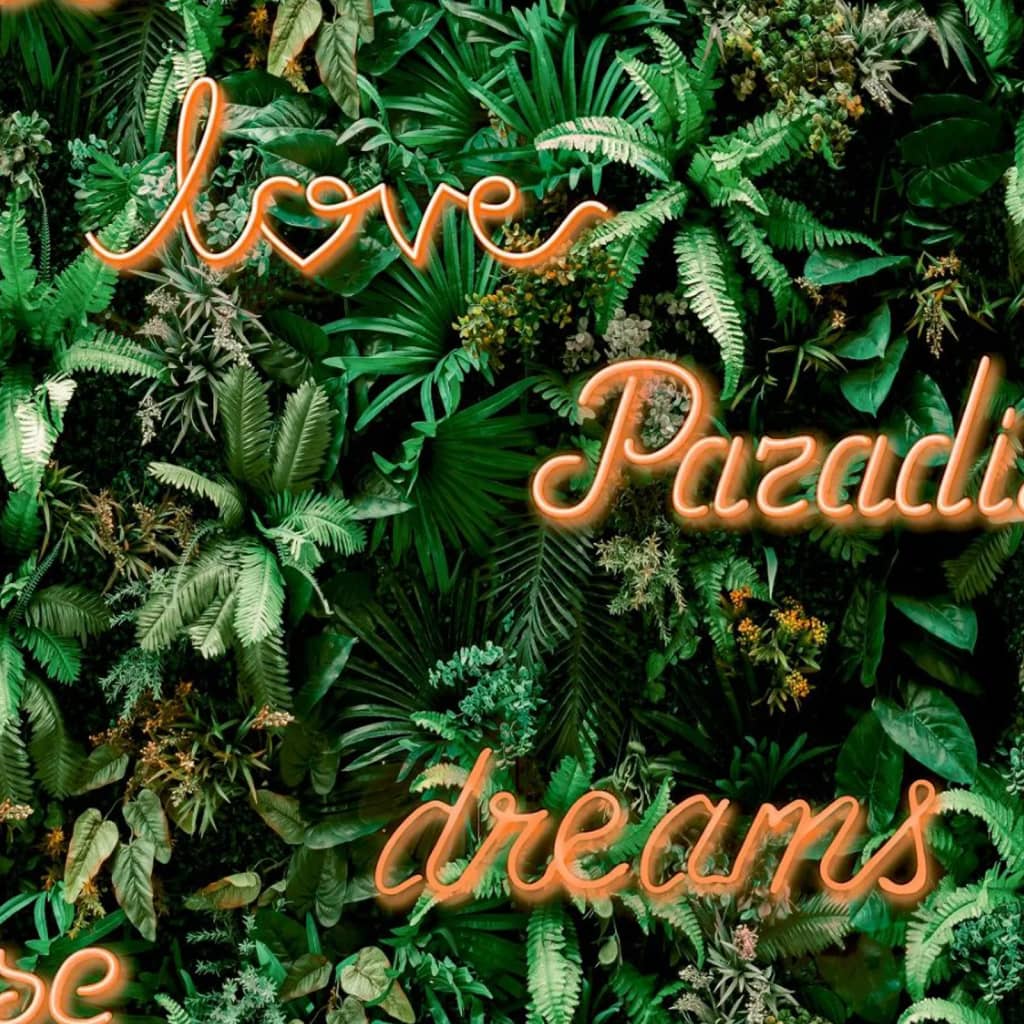 Fond d'écran de North Wall Good Vibes Leon avec des plantes vertes et orange