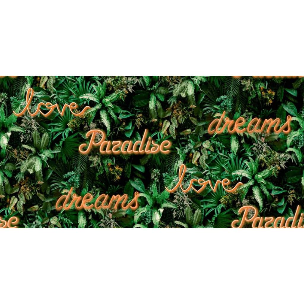 Fond d'écran de North Wall Good Vibes Leon avec des plantes vertes et orange