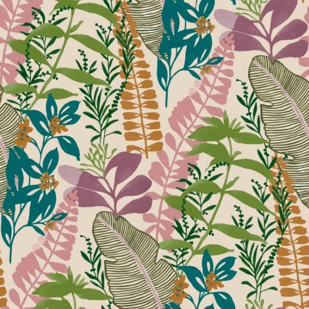 NOORDWAND Fond d'écran bonnes vibrations grandes feuilles vertes et roses
