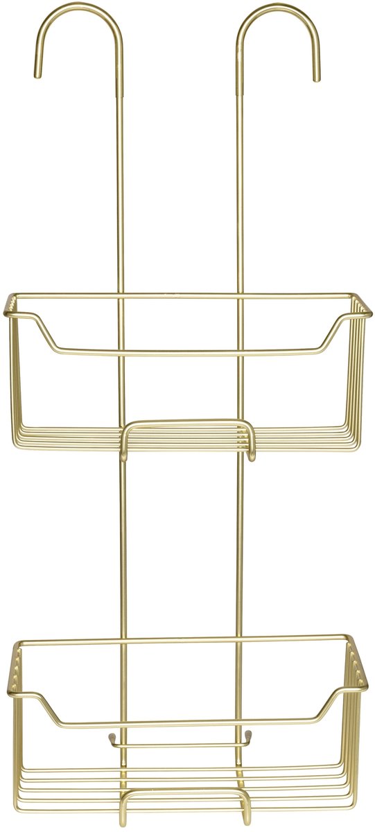 Wenko support de douche milo 2 couches en acier inoxydable couleur or 25x55cm - sans perçage - support de douche suspendu - panier de douche - support de douche suspendu