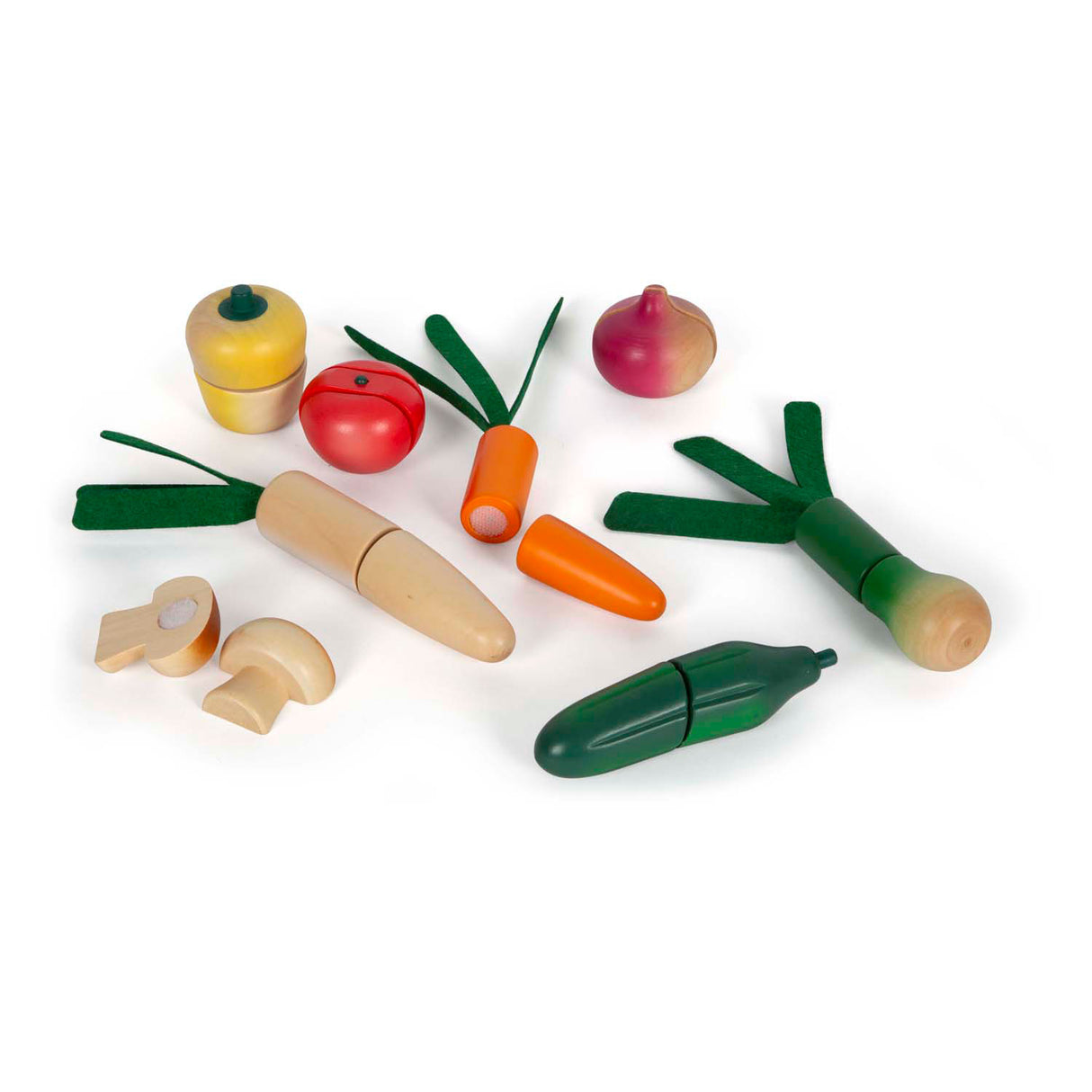 Small foot - jeu de coupe et de légumes en bois frais, 14 pièces.
