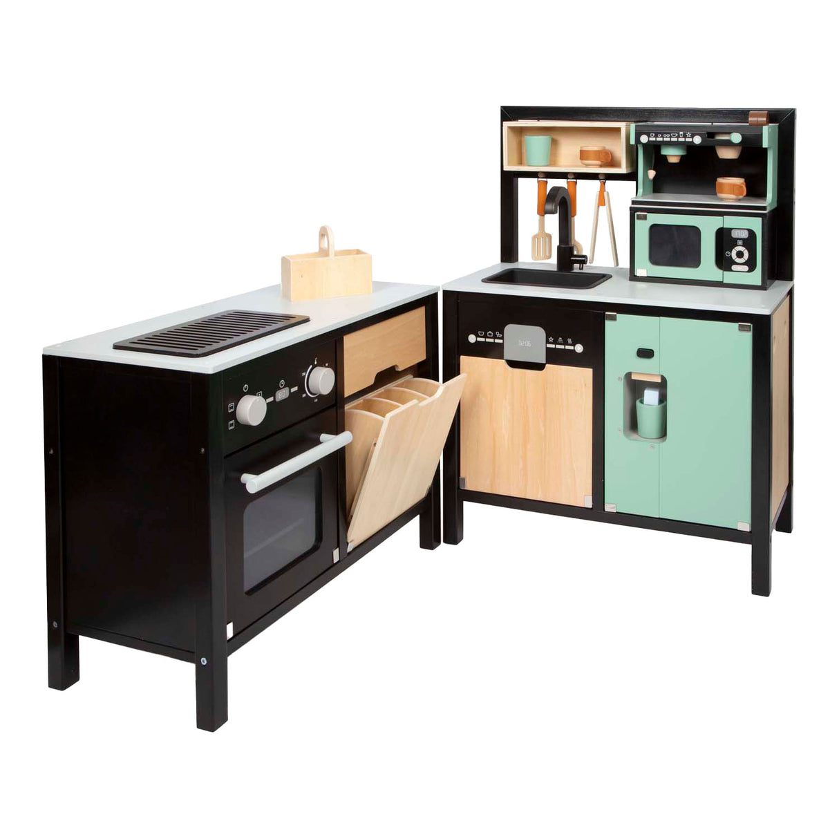 Small foot - cuisine industrielle en bois avec îlot de cuisine, 18 pcs.