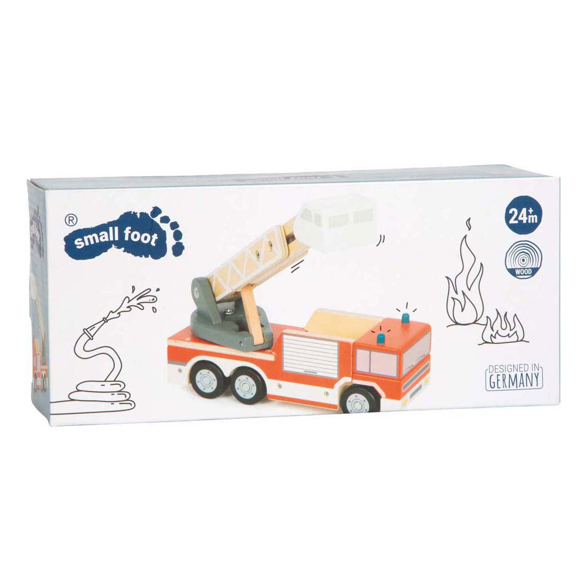 Small foot - camion de pompier en bois avec échelle tournante