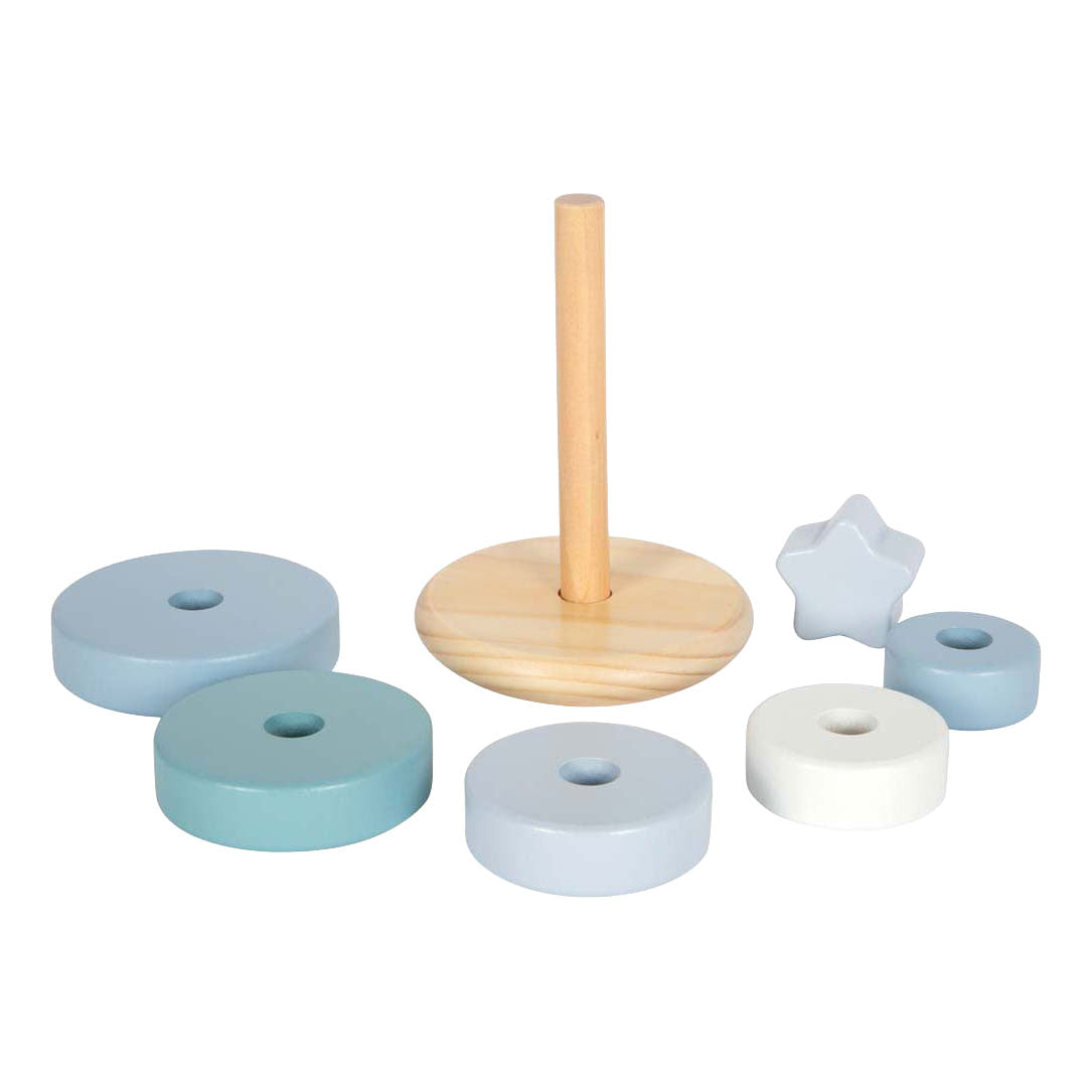 Small foot - tour empilable en bois bleu - 7 pcs.