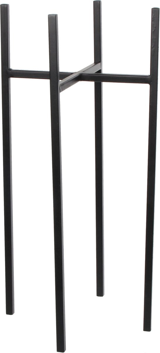 Mica decorations - bloempot plantenpot standaard verhoger - zwart - b24 x h55 cm - metaal