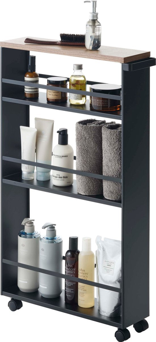 Chariot étroit Yamazaki pour cuisine ou salle de bain - tour - noir