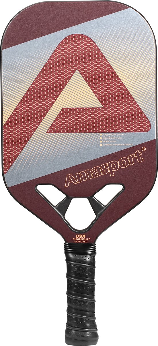 Ama sport pickleball paddle jp80-2 bordeaux – pagaie carbone – contrôle de puissance –