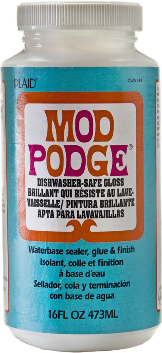 Mod podge brillant lavable au lave-vaisselle - colle de découpage - imperméable à l'eau - 473 ml