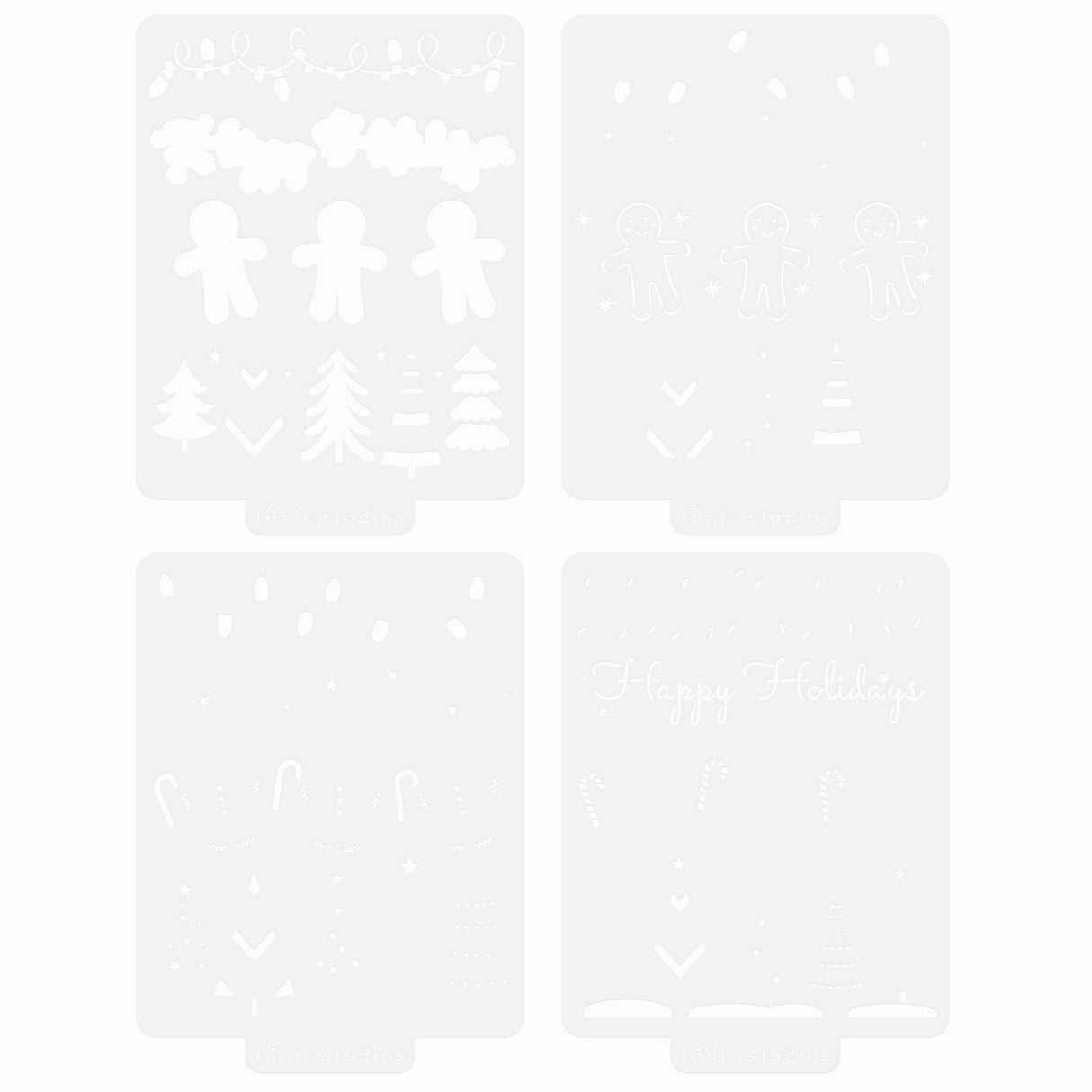 Tonic studios • un ensemble de pochoirs de Noël en forme de canne en bonbon, 4 pièces