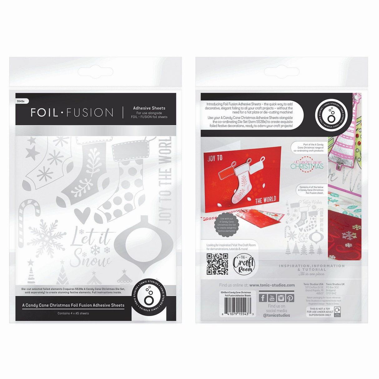 Tonic Studios • Feuilles adhésives de Noël en forme de canne à sucre, fusion de feuilles