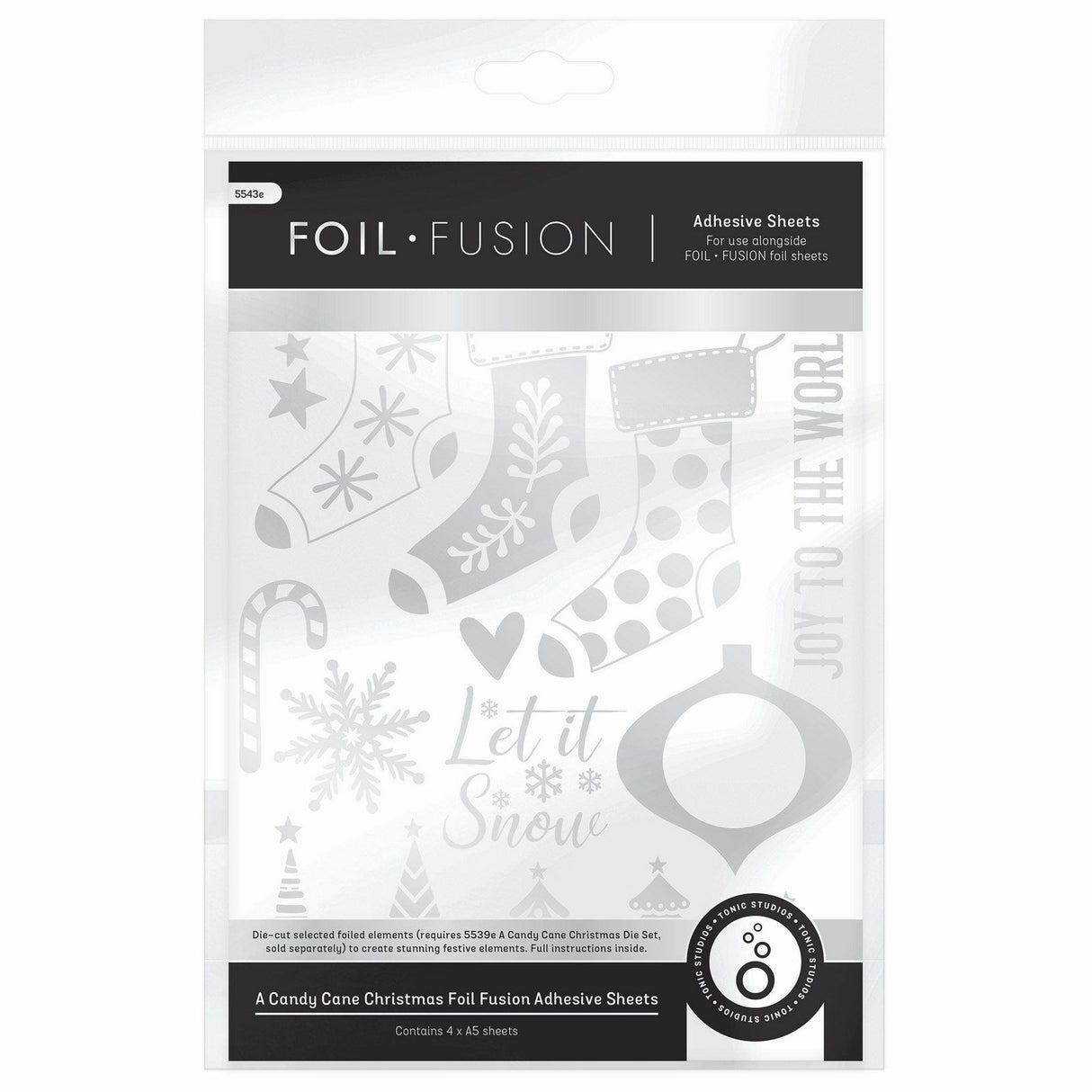 Tonic Studios • Feuilles adhésives de Noël en forme de canne à sucre, fusion de feuilles