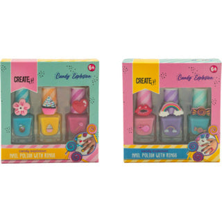 Créez-le ! vernis à ongles bonbons avec 3 anneaux | 6 pièces