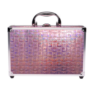 Casuelle trousse de maquillage holographique rose glamour