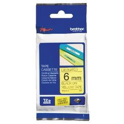 Ruban d'étiquettes brother tze-611 noir, jaune 6mm x 8m