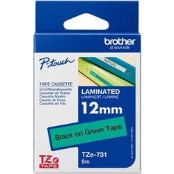 Ruban d'étiquettes brother tze731 12mmx8m noir vert