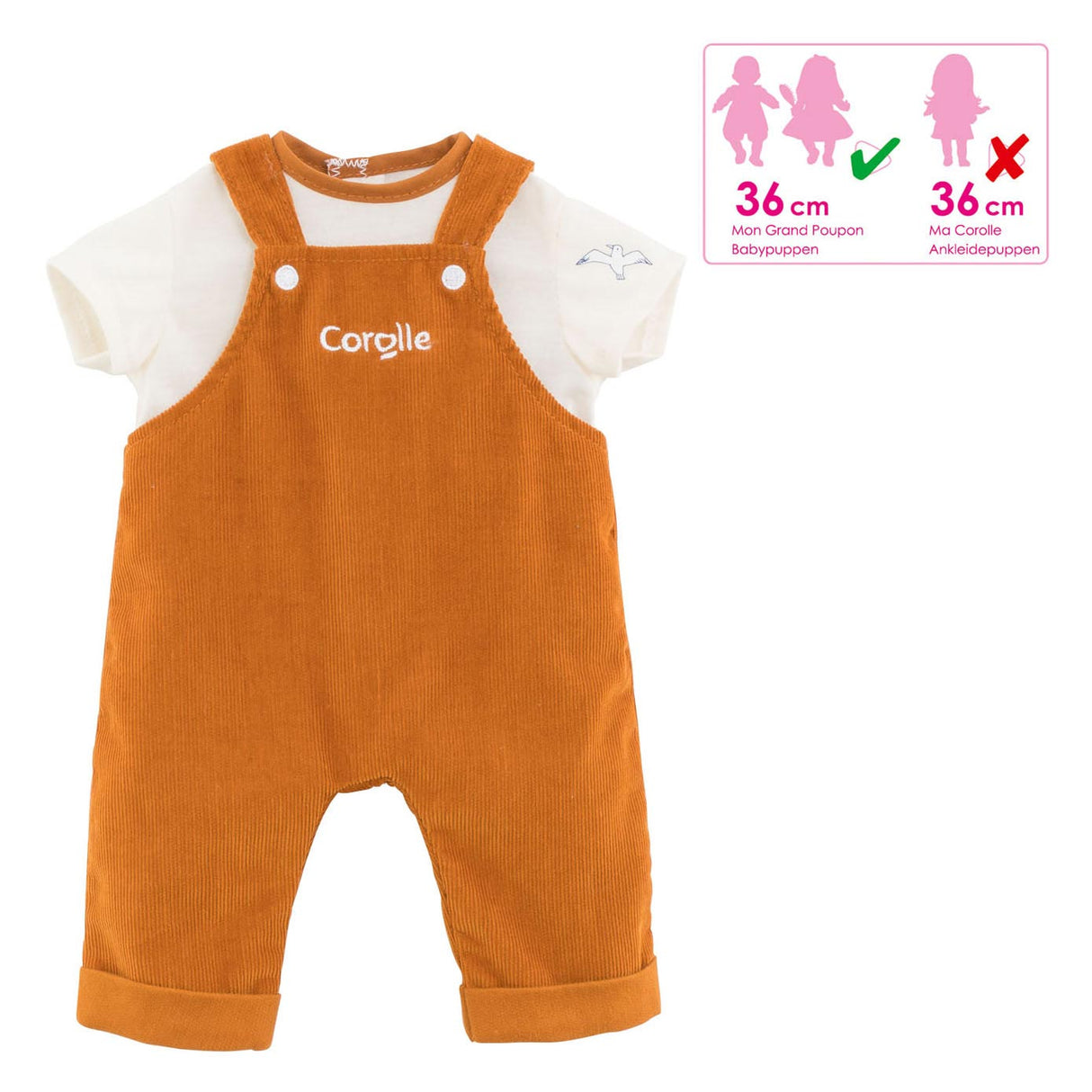 Vêtements de poupée Corolle - salopette bébé poupée 2en1 36cm - accessoire.