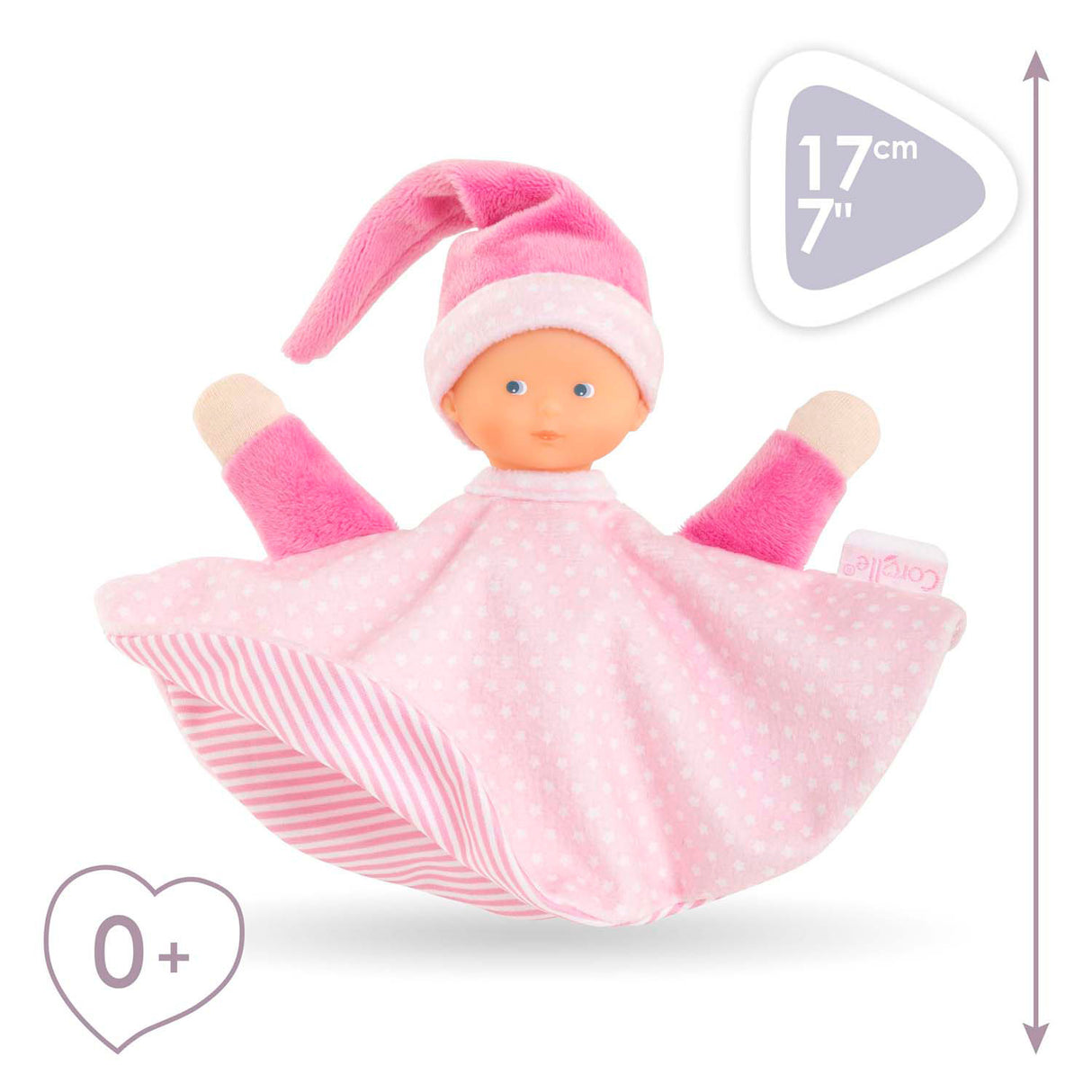 Doudou Corolle rose - doudou tidoudou 17cm pour bébé.
