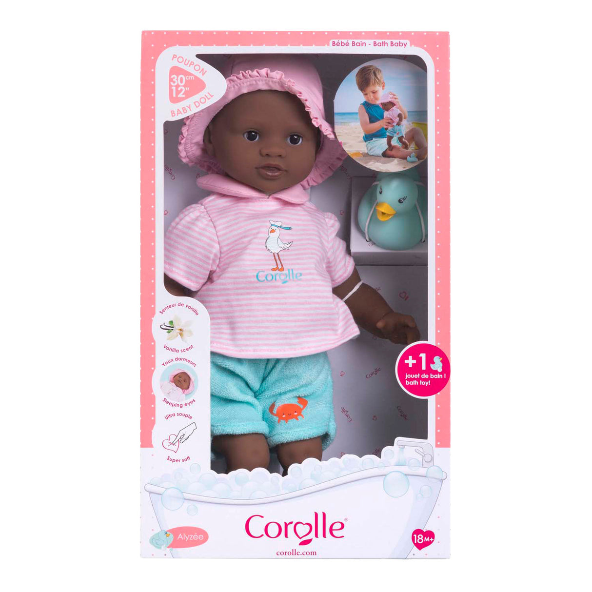 Corolle poupée de bain alyzée - poupée bébé 30cm résistante à l'eau multi couleurs.