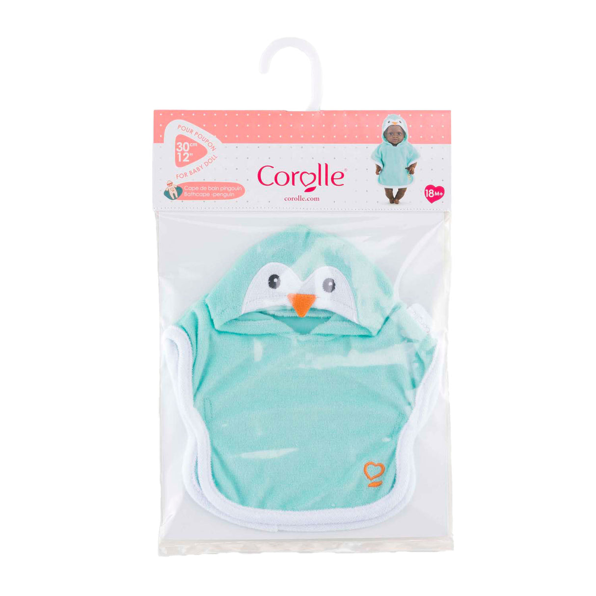 Cape de bain Corolle pour poupée - pingouin, 30cm