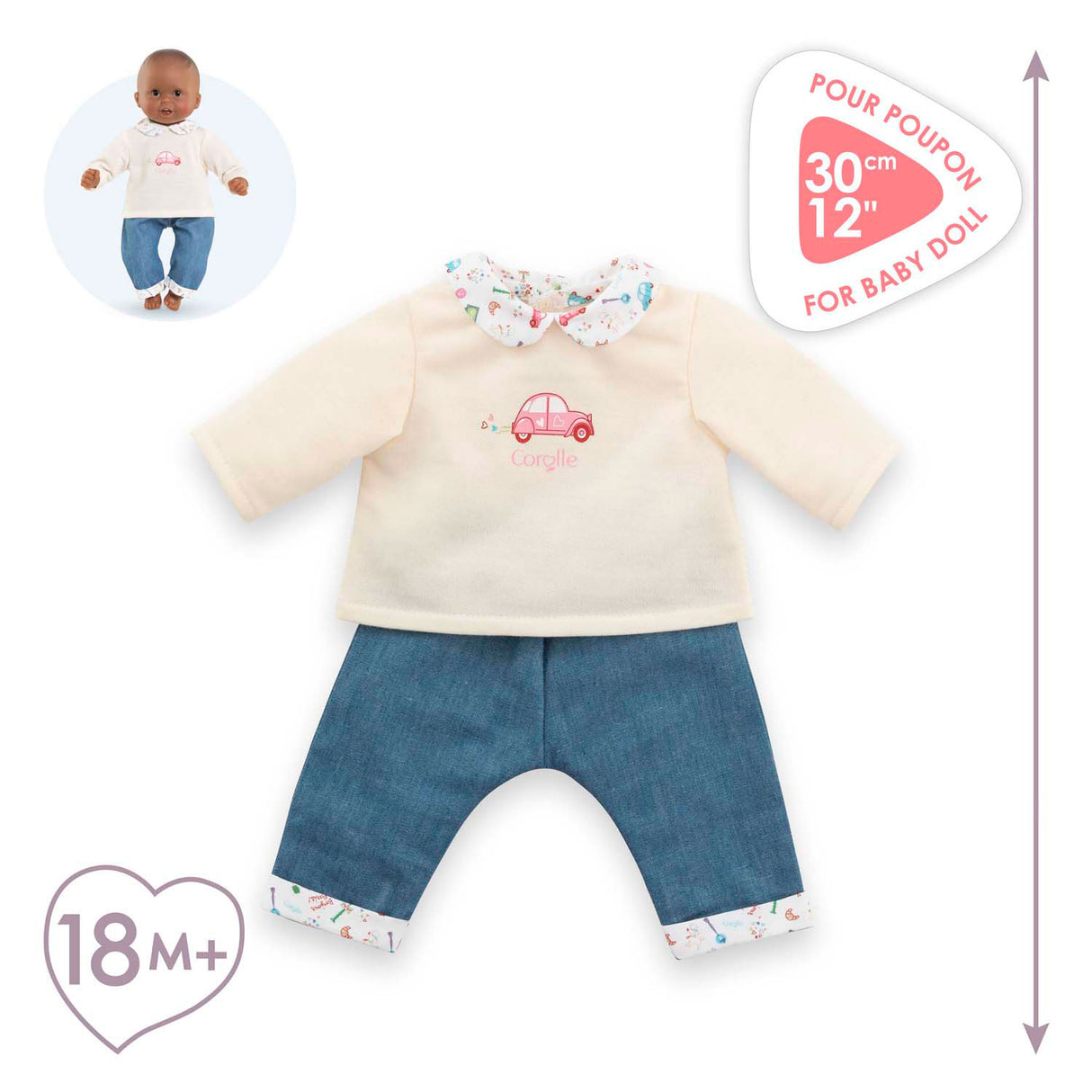 T-shirt et jean Corolle pour poupée bébé, 30cm