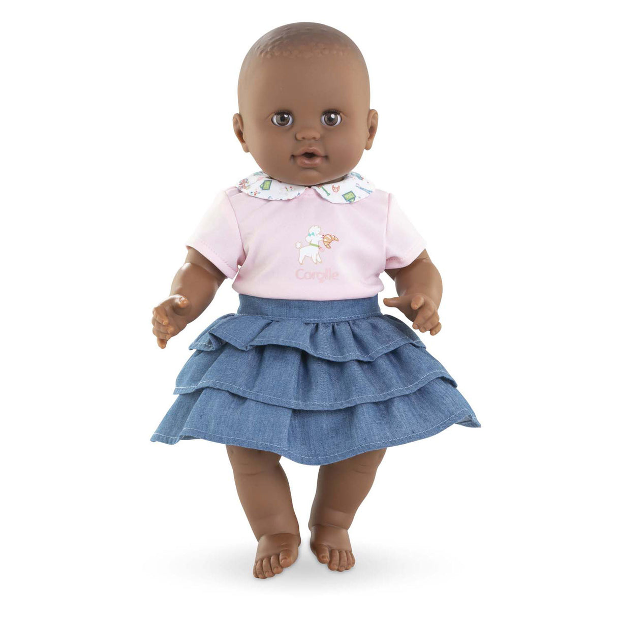 Jupe Corolle à volants et t-shirt pour poupée bébé, 36cm.