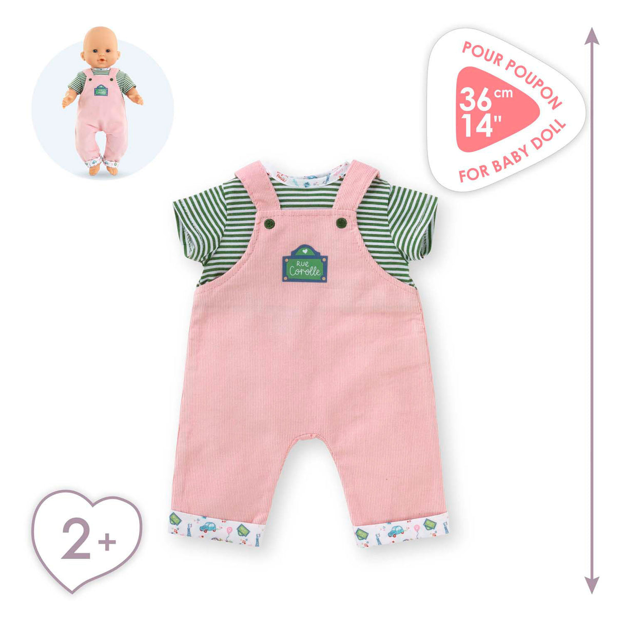 T-shirt et salopette Corolle pour poupée bébé, 36cm