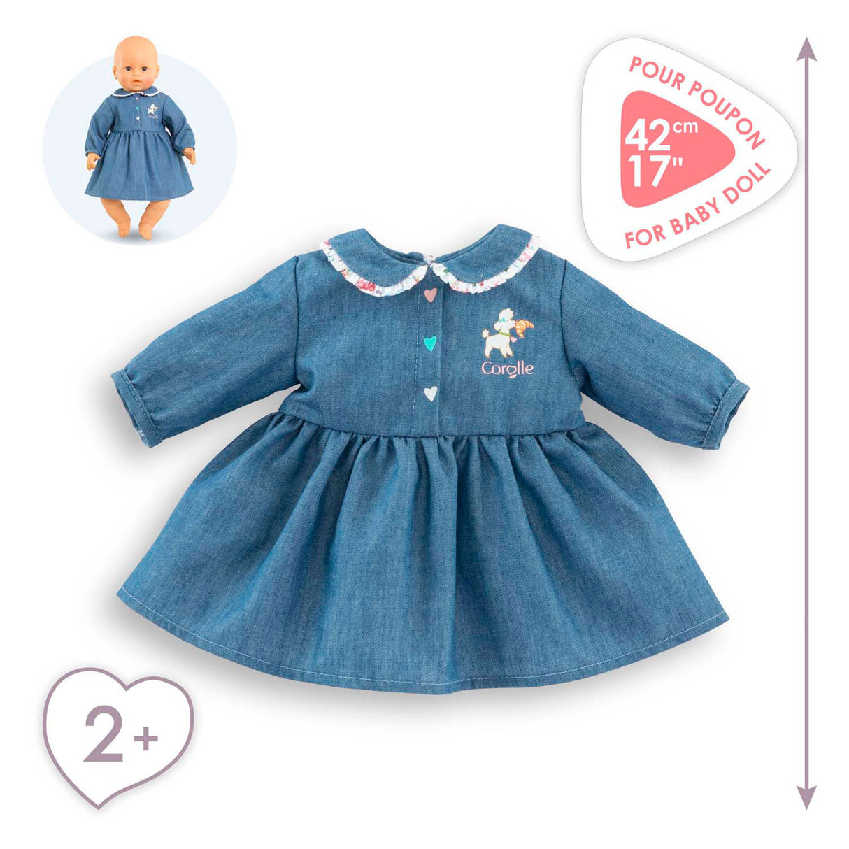 Robe Corolle pour poupée bébé, 42cm