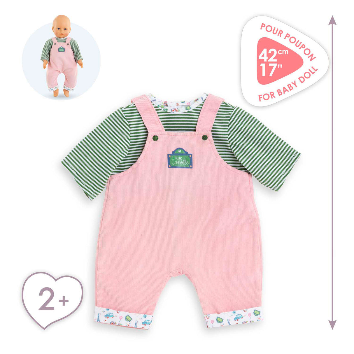 T-shirt et salopette Corolle pour poupée bébé, 42cm