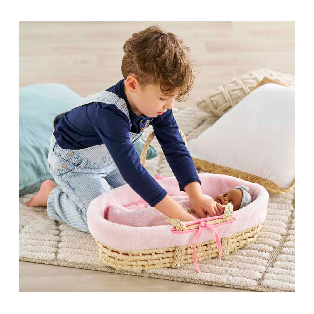 Ensemble panier tressé Corolle pour poupée bébé - peluche