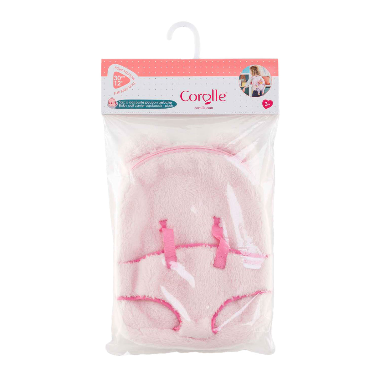 Sac à dos de transport poupée peluche rose Corolle, 30cm