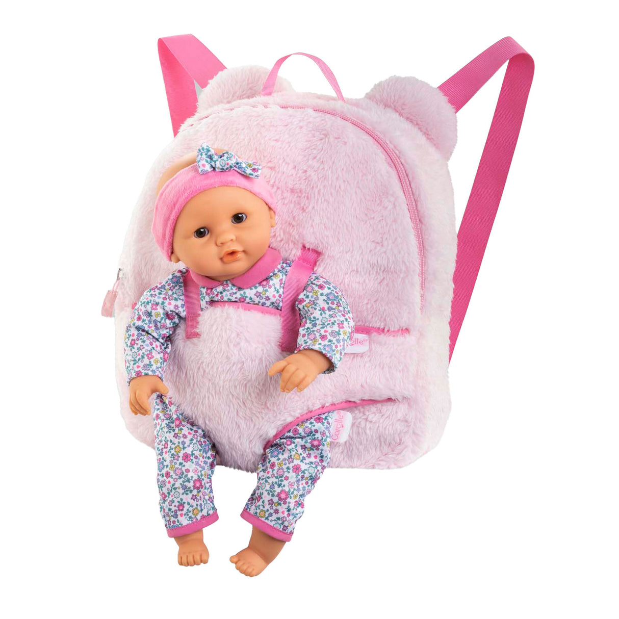 Sac à dos de transport poupée peluche rose Corolle, 30cm