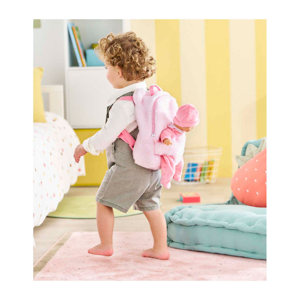 Sac à dos de transport poupée peluche rose Corolle, 30cm
