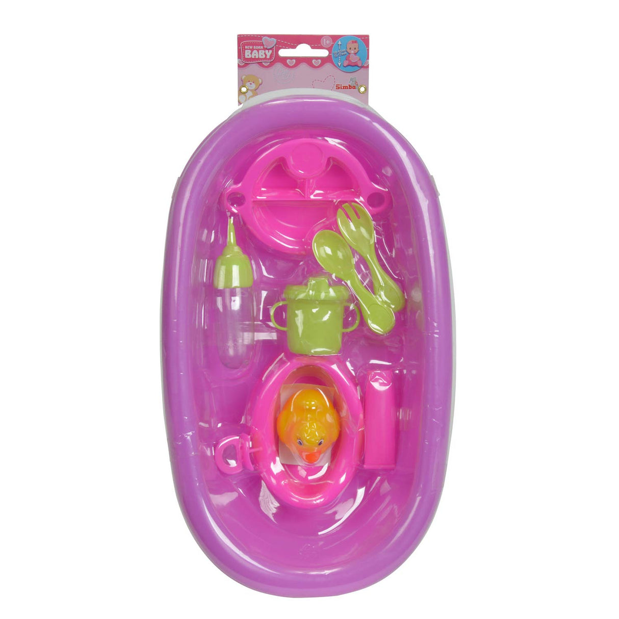 Bain de poupée Simba avec accessoires, jouets de bain pour enfants, y compris un canard en caoutchouc.