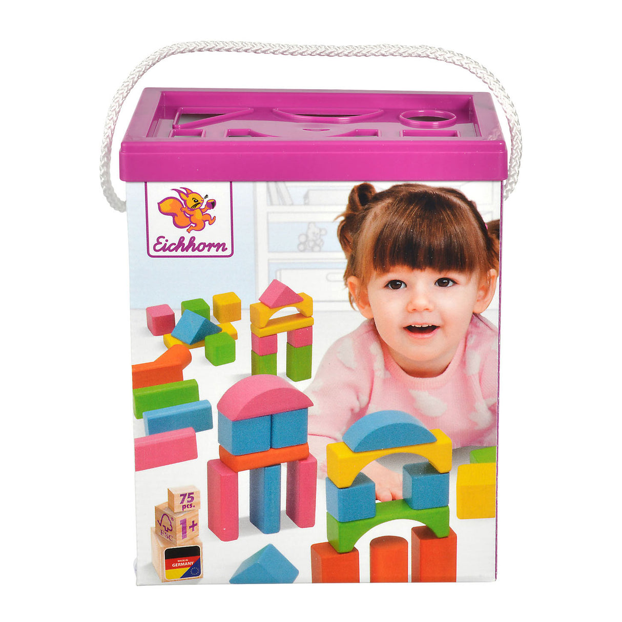 Blocs de bois Eichhorn colorés, 75 pcs.