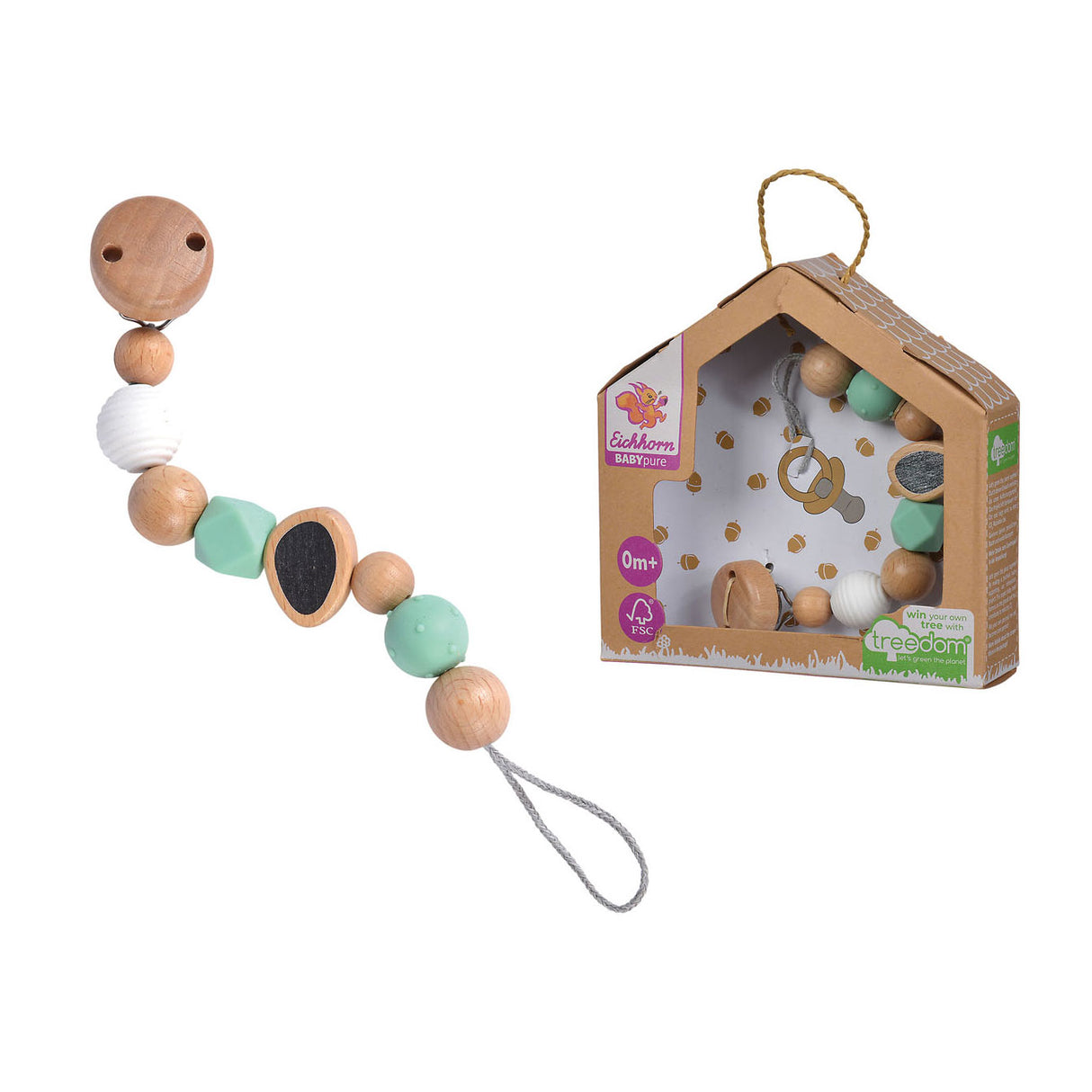 Chaîne de sucette en bois pour bébé Eichhorn