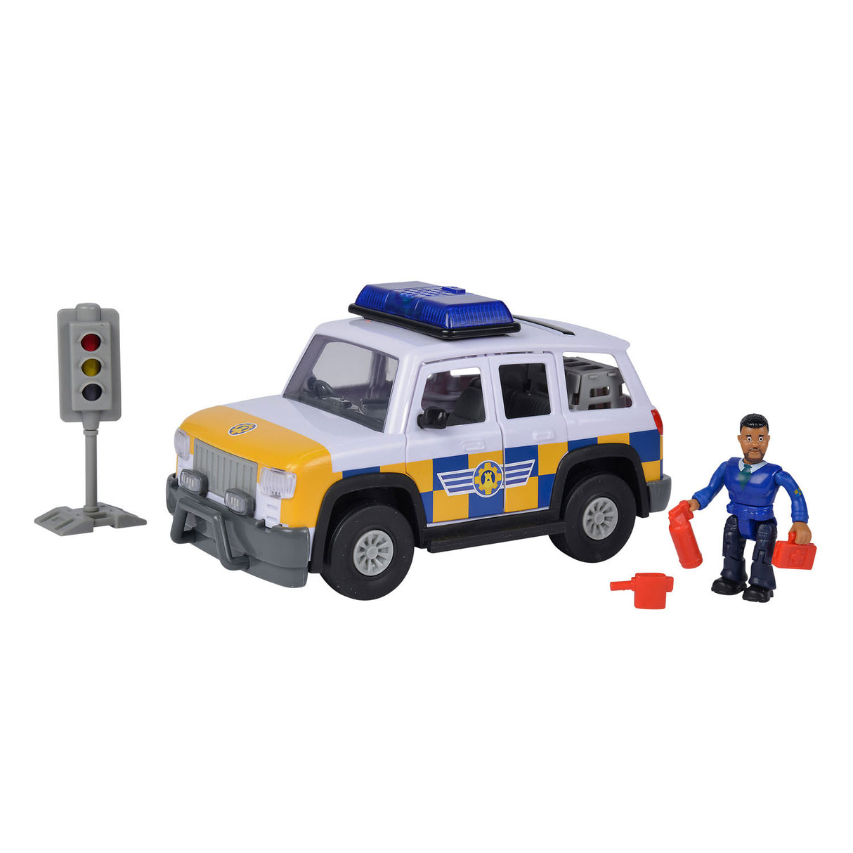 Simba Fireman Sam Police Auto 4x4 avec une silhouette
