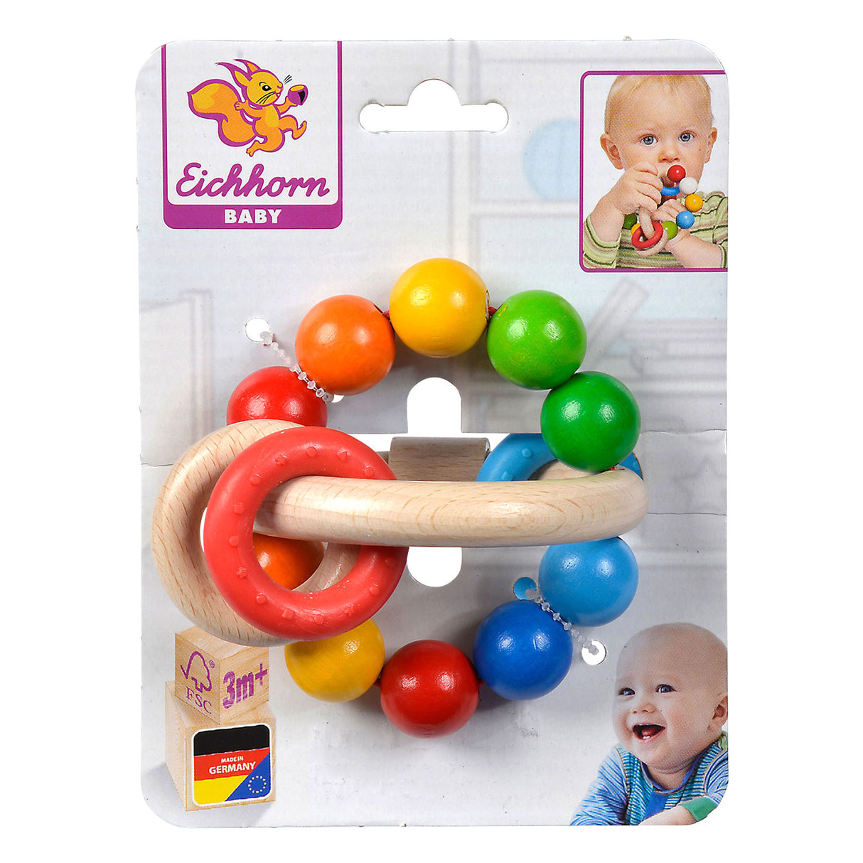 Anneau de préhension en bois pour bébé Eichhorn 3d