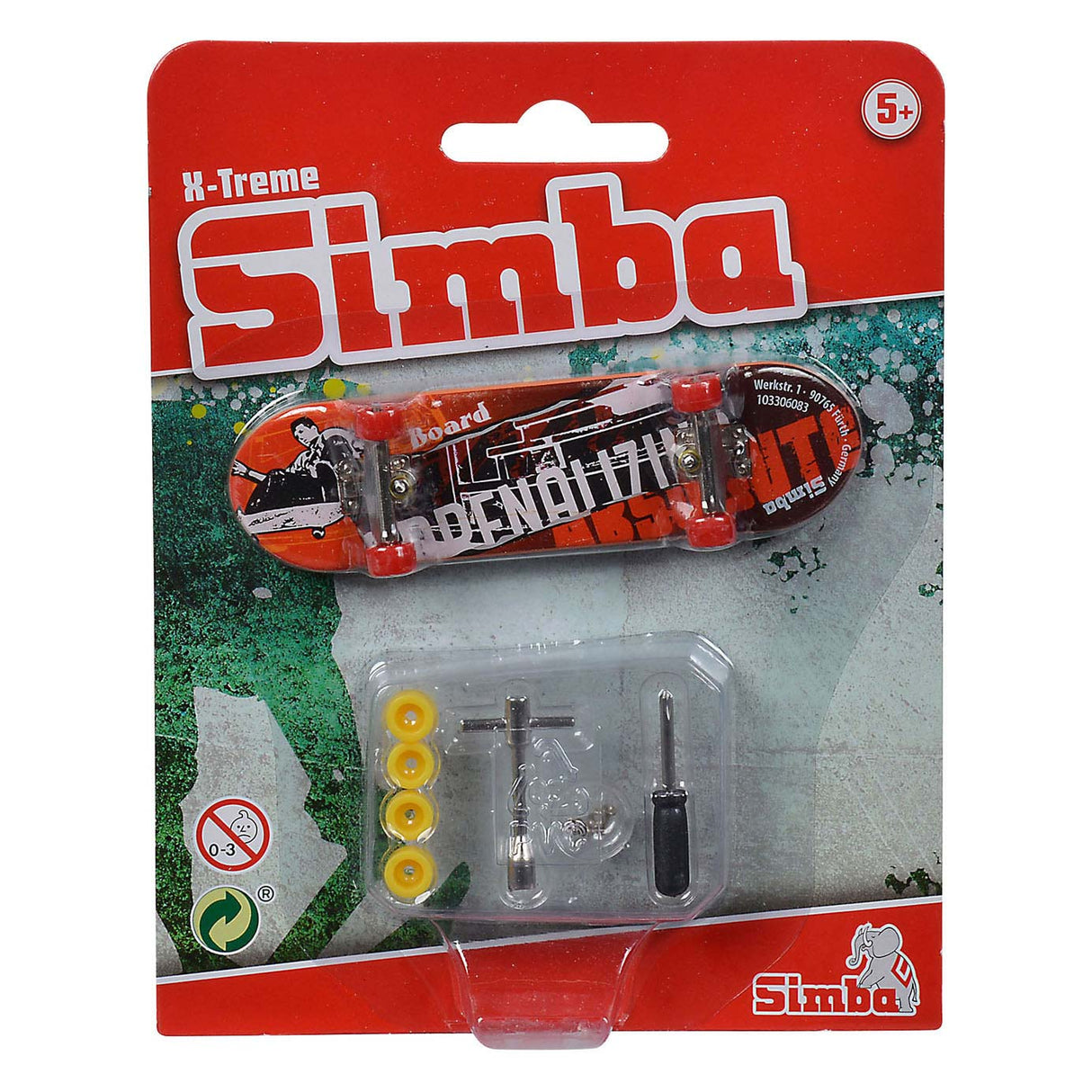Simba doigt skateboard x-treme couleur avec accessoires