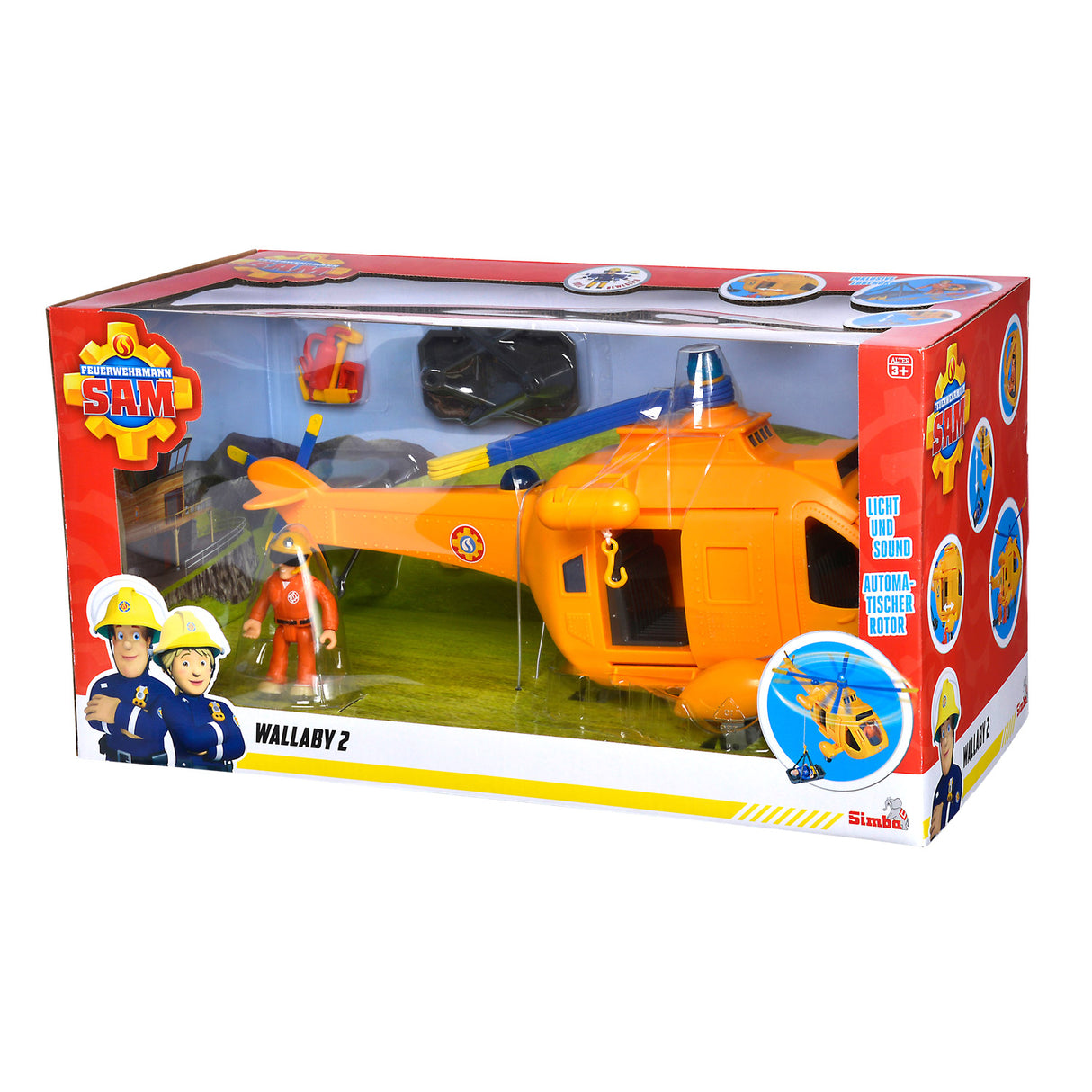 Figurine Simba pompier Sam wallaby 2 hélicoptère mef