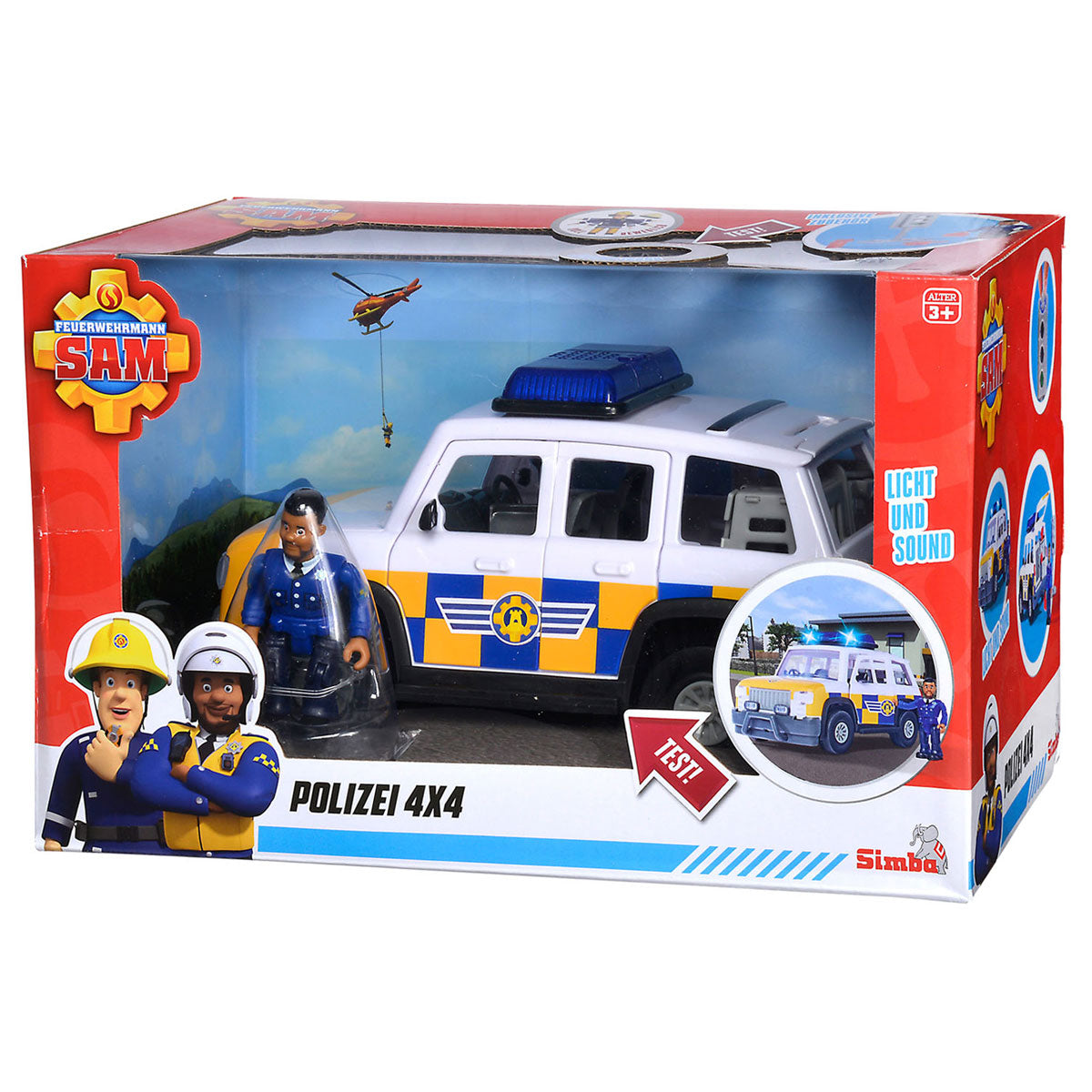 Jouet de voiture de police Sam le pompier Simba avec figurine de jeu Malcolm.